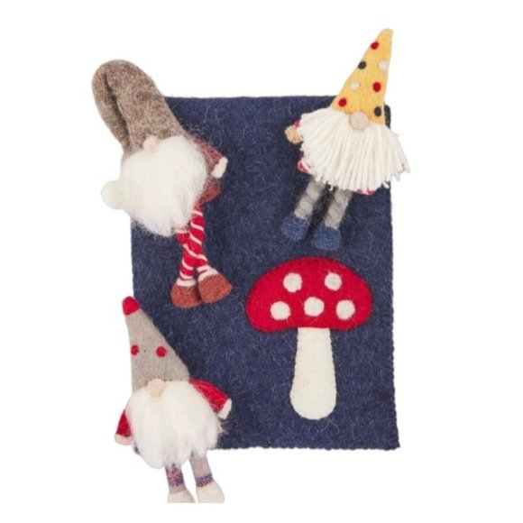 Mud Pie Gnome Elf Finger Puppet Set NWOT boiled felted wool - Picture 2 of 2